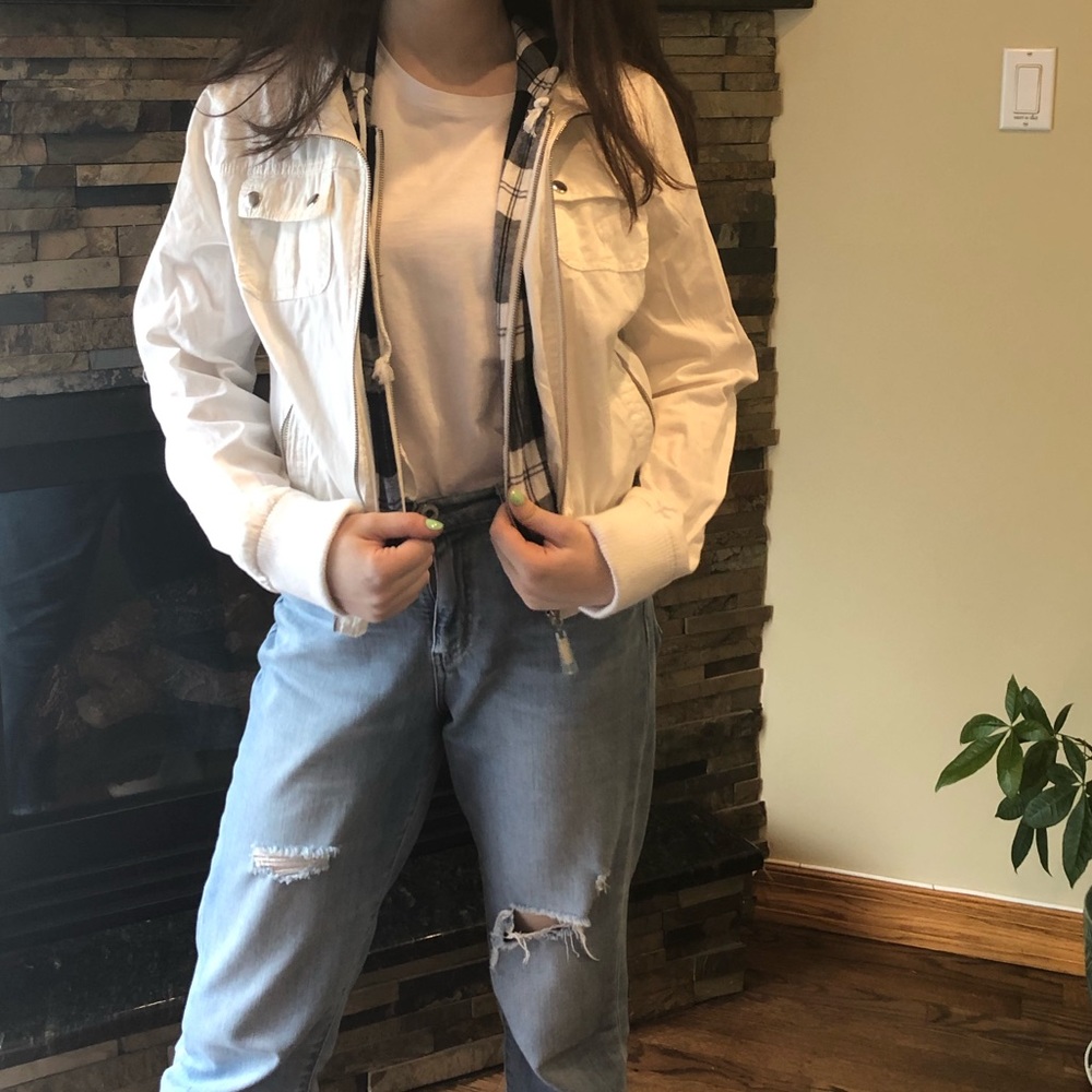 White bomber jacket